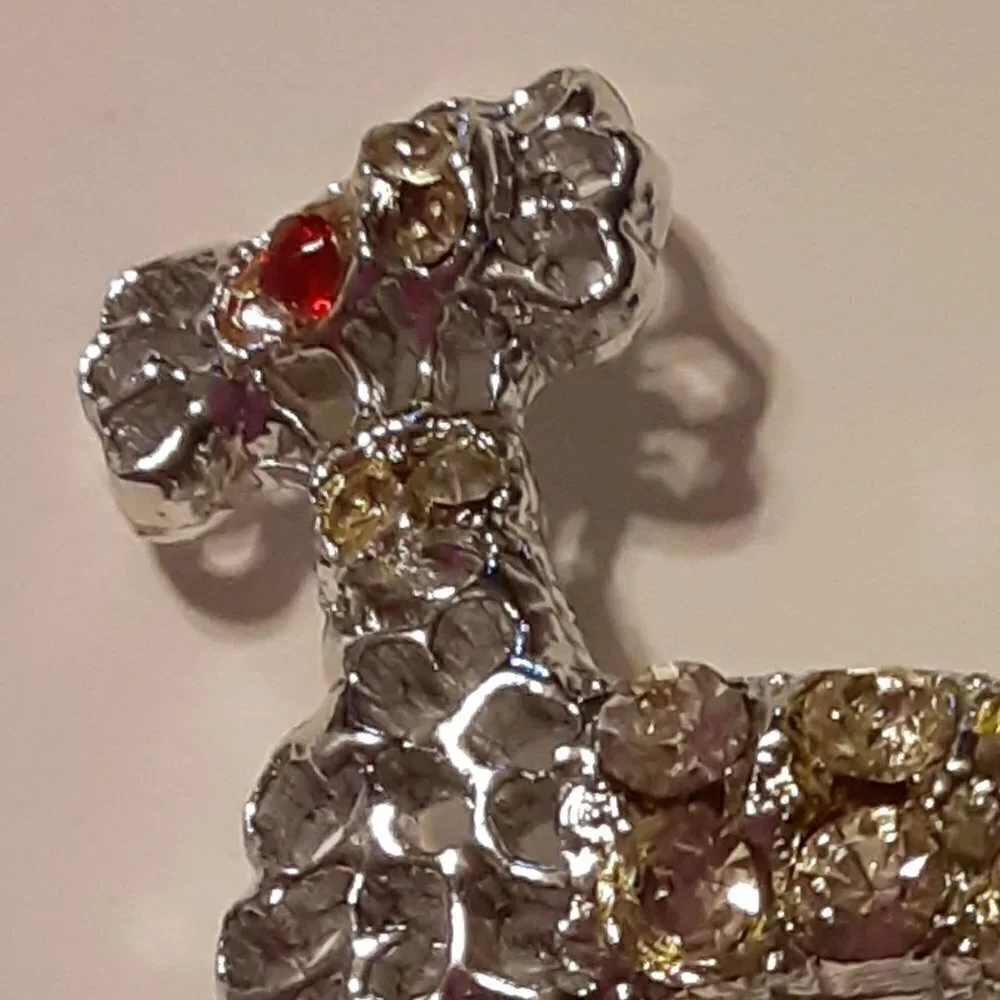 Rhinestone Poodle Brooch